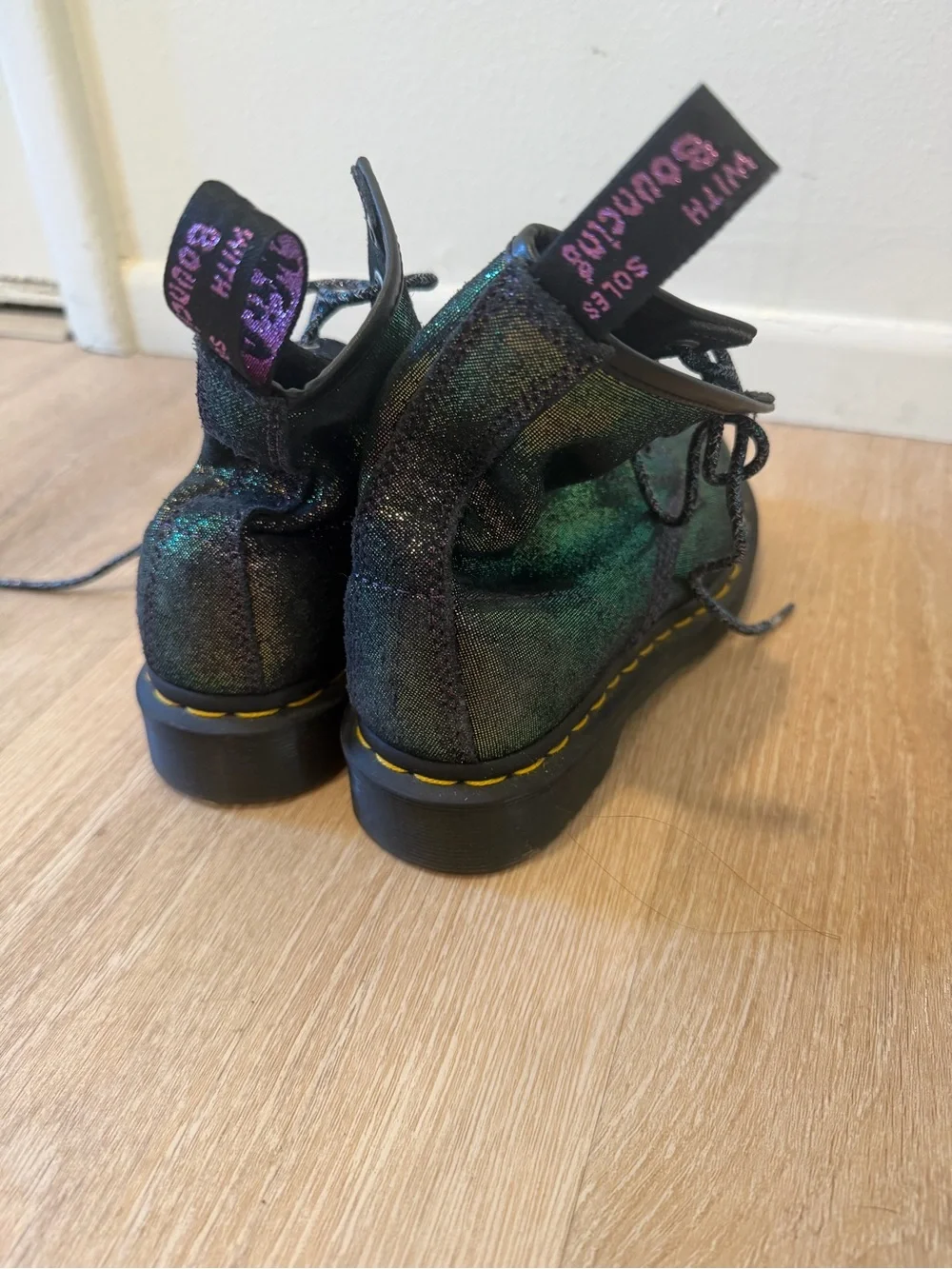 Dr. Martens Kids' Sparkly Purple Lace-Up Combat Boots
